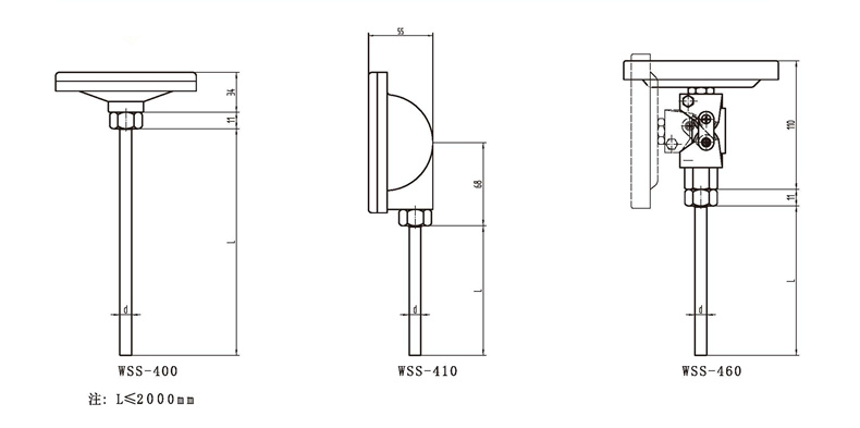 WSS工業(yè)雙金屬溫度計(jì)（通用型無(wú)固定裝置）_http://www.psytrip.cn_雙金屬溫度計(jì)_第3張
